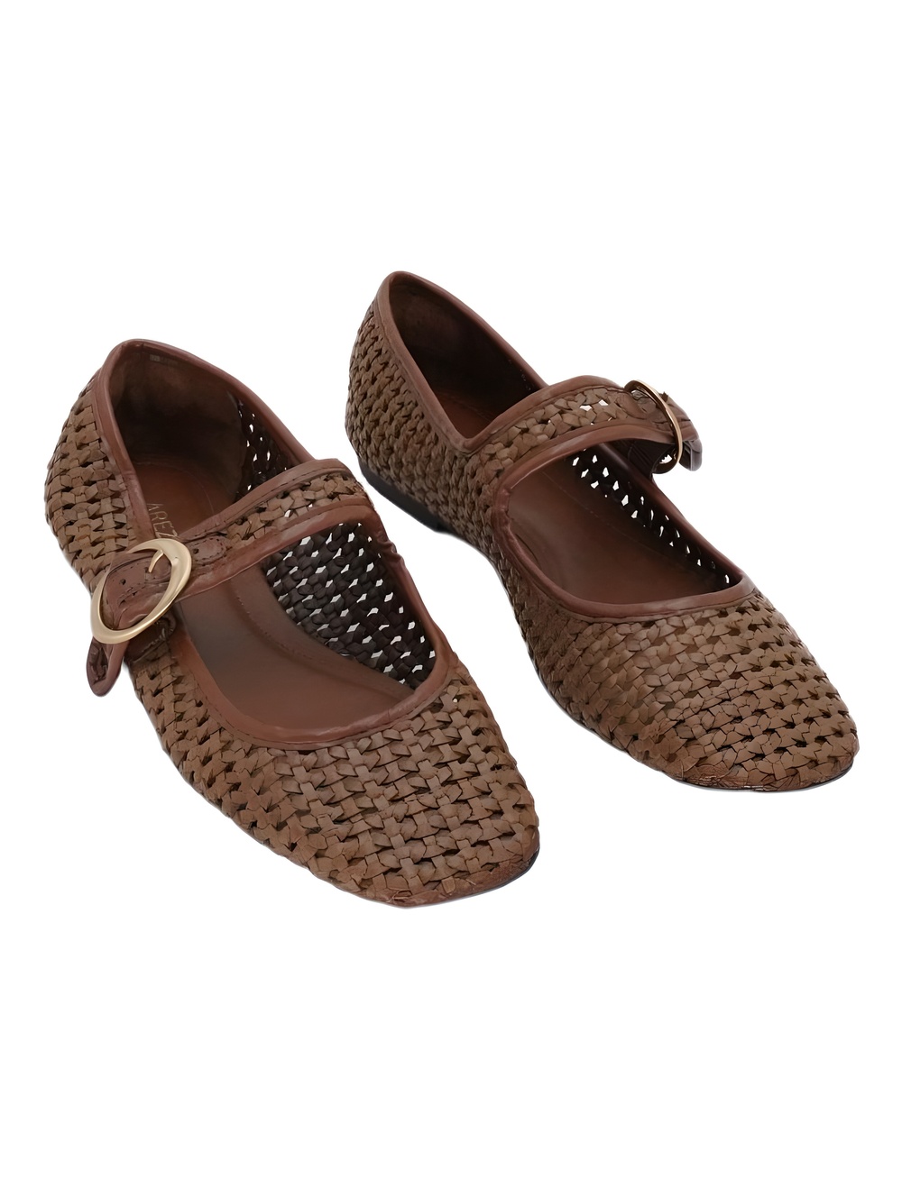 Arezzo Eve Square Toe Woven Mary Jane Ballet Flats Warm Caramel Size 7B
